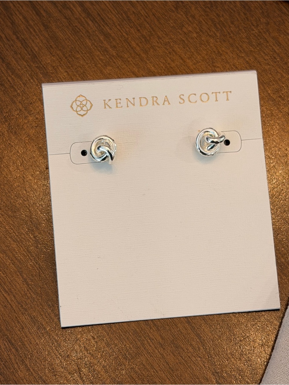Kendra Scott Presleigh Love Knot Stud Earrings Bright Silver w/ Dust Bag